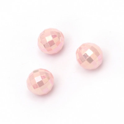 Мънисто плътно топче 8 мм дупка 2 мм фасетирано дъга цвят розов -50 грама ~200 броя