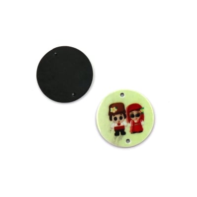 Свързващ елемент кръг момче и момиче с носия 26x2 мм дупка 1.5 мм -5 броя