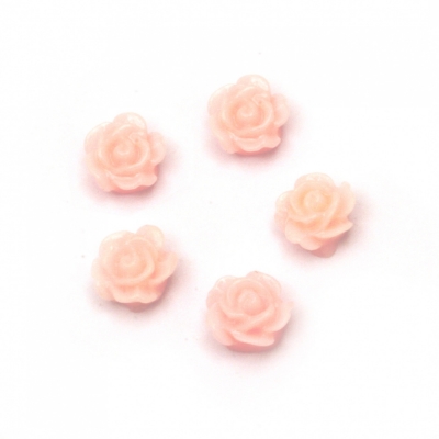 Мънисто резин тип кабошон роза 6x3 мм цвят розов -20 броя