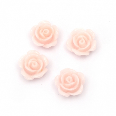 Мънисто резин тип кабошон роза 10x5.5 мм цвят розов -20 броя