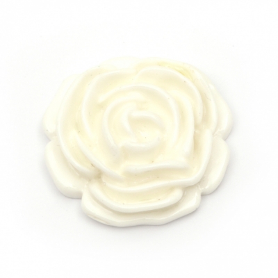 Мънисто резин тип кабошон роза 34x11 мм цвят бял -2 броя