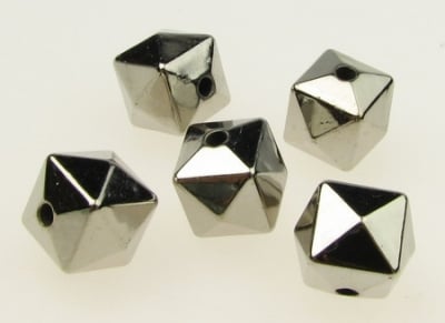 Мънисто CCB многоъгълник 14x13 мм дупка 2.5 мм цвят сребро -10 броя