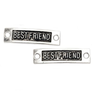 Свързващ елемент метал BEST FRIEND 35x9x1.5 мм дупка 3 мм цвят старо сребро -2 броя