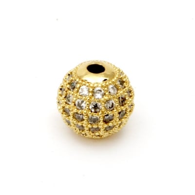 Топче метал с кристали 10 мм дупка 2 мм цвят злато