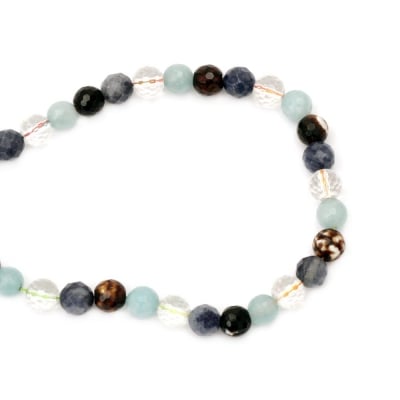 Наниз мъниста полускъпоценен камък АСОРТЕ камък топче фасетирано 10 мм ~37 броя