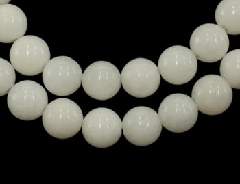Наниз мъниста полускъпоценен камък ЖАДЕИТ натурален бял топче 8 мм ~48 броя