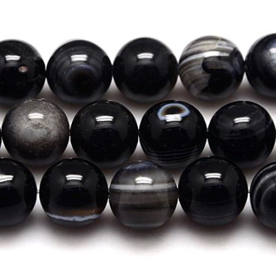 Наниз мъниста полускъпоценен камък Ахат Skyeye топче 8 мм ~47 броя