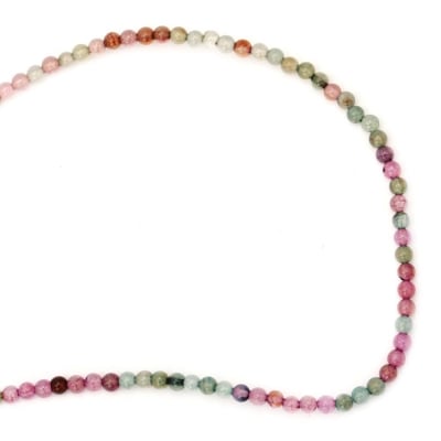 Наниз мъниста полускъпоценен камък АХАТ асорте цветове топче 4 мм ~100 броя