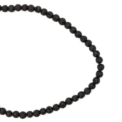 Наниз мъниста полускъпоценен камък ВУЛКАНИЧЕН - ЛАВА топче 4 мм ~90 броя