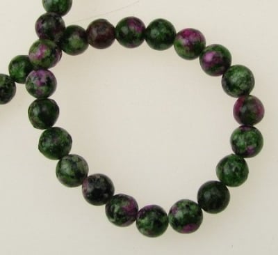 Наниз мъниста полускъпоценен камък РУБИН ЗОИСИТ топче 6 мм ~65 броя