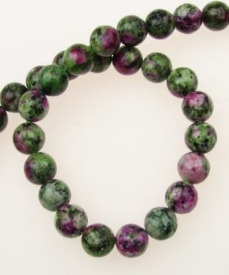 Наниз мъниста полускъпоценен камък РУБИН ЗОИСИТ топче 8 мм ~50 броя