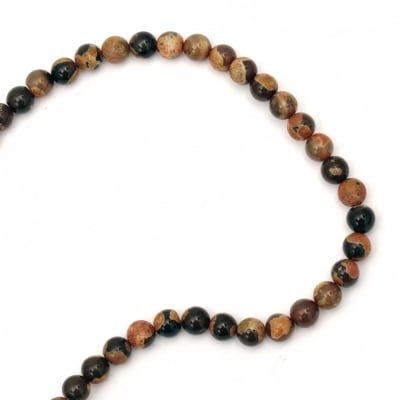 Наниз мъниста полускъпоценен камък АХАТ оранжев микс топче 8 мм ±48 броя