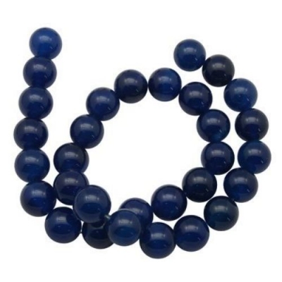 Наниз мъниста полускъпоценен камък АХАТ син тъмен топче 8 мм ~50 броя