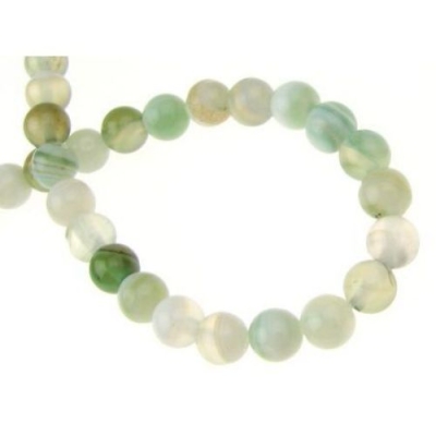 Наниз мъниста полускъпоценен камък АХАТ ивичест бледожълтозелен топче 6 мм  ~65 броя