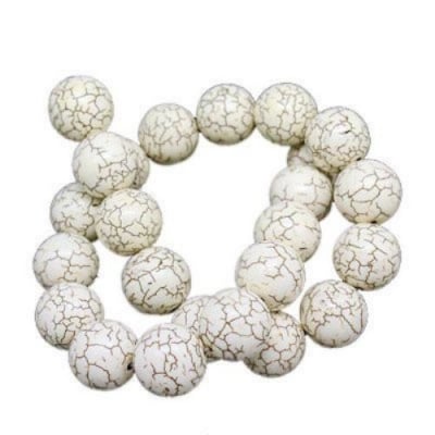 Наниз мъниста полускъпоценен камък ХАУЛИТ натурален бял топче 16 мм ~26 броя
