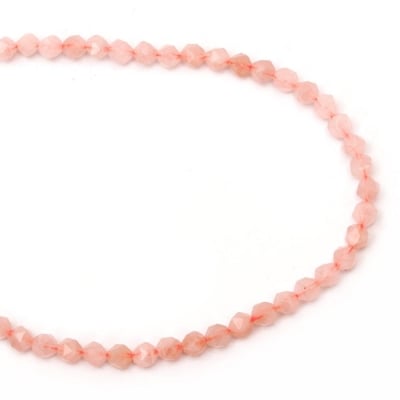 КВАРЦ РОЗОВ клас ААААА топче фасетирано 6x6x6 мм наниз мъниста полускъпоценен камък ~63 броя