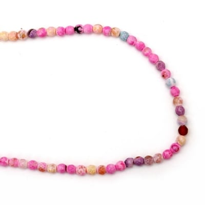 Наниз мъниста полускъпоценен камък АХАТ асорте цветове топче фасетирано 6 мм ~60 броя