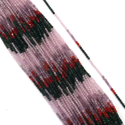 Наниз мъниста полускъпоценен камък палитра ЛОТОСОВА ХАРМОНИЯ топче фасетирано 2 мм ~215 броя