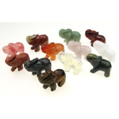 Естествен камък АСОРТЕ слон 27x37 мм без дупка