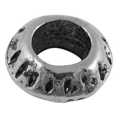 Мънисто АРТ метал шайба 10x5 мм дупка 5 мм цвят сребро -5 броя
