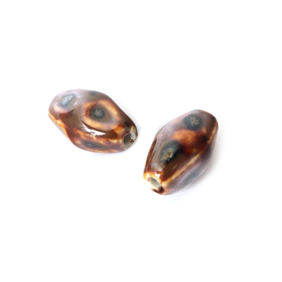 Порцеланови мъниста с форма на овал 21x13 мм дупка 2.5 мм цвят кафяв меланж -2 броя