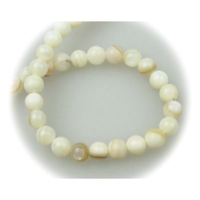 Наниз мъниста седеф топче 5.5~6 мм цвят крем ~67 броя