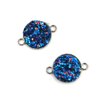 Свързващ елемент метал кръг цветен 22x15x3 мм дупка 2 мм цвят сребро -5 броя