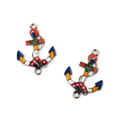 Свързващ елемент метал цветна котва 29x21.5x2 мм дупка 1.5 мм цвят сребро -2 броя