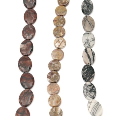 Наниз мъниста полускъпоценен камък ЯСПИС АСОРТЕ форми 20x30x7 мм ~13 броя