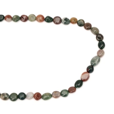 Наниз мъниста полускъпоценен камък АХАТ ИНДИЙСКИ 7~10x8~13 мм ~42 броя