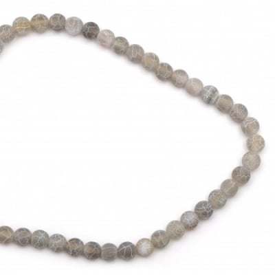 Наниз мъниста полускъпоценен камък АХАТ сив топче матирано 8 мм ~48 броя