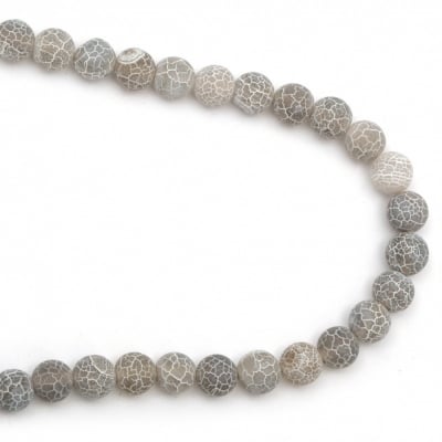 Наниз мъниста полускъпоценен камък АХАТ сив топче матирано 10 мм ±38 броя