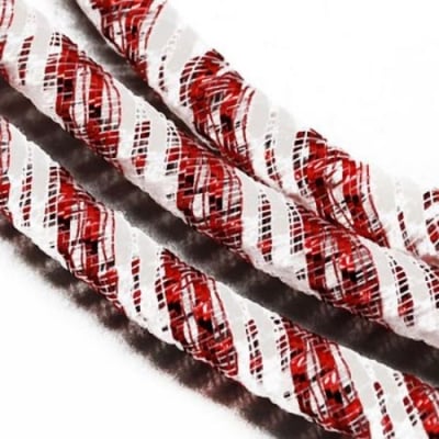 Шнур мрежест тръбичка 8 мм бяло/червен -3 метра