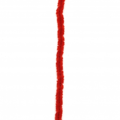 Шнур полиестер плюш 10 мм червен -50 метра