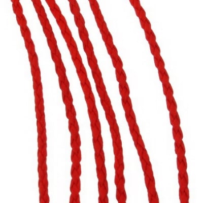 Шнур изкуствена кожа 3 мм червен -1 метър