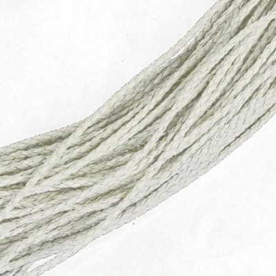 Шнур изкуствена кожа 3.2 мм объл плетен цвят бял -1 метър