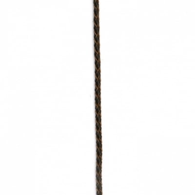 Шнур естествена кожа 3 мм объл плетен цвят кафяв тъмен - 1 метър