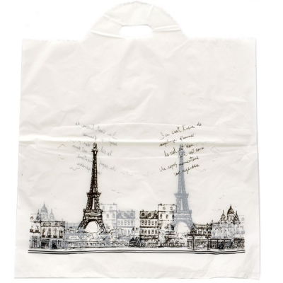 Торбичка от PE материал 53x45 см. бяла Париж