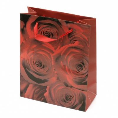 Торбичка подаръчна от картон 196x245x88 мм с рози