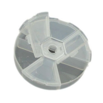 Кутия пластмасова кръгла 8x2 см 6 отделения със самостоятелни капаци
