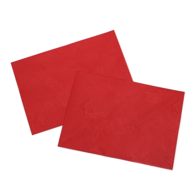 Плик за картичка перлен с релеф 145x205 мм цвят червен -10 броя