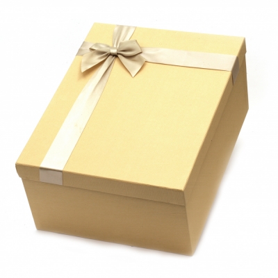 Кутия за подарък с панделка 34.5x26.5x15.5 см цвят охра