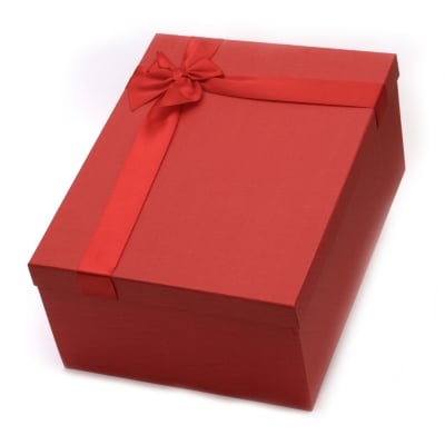 Кутия за подарък с панделка 25x17.5x10.5 см цвят червен