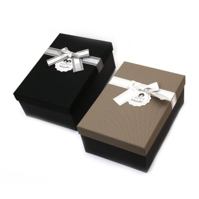 Кутия за подарък с панделка 23x16x9.5 см цвят сив АСОРТЕ