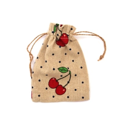 Торбичка памук 10~12x15~17 см щампа череши