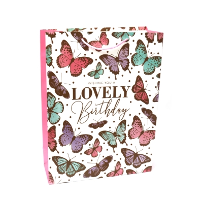 Подаръчна торбичка от картон 31x42x12 см с надпис Lovely Birthday