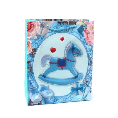 Подаръчна торбичка от картон 26x32x10 см 3D Baby boy
