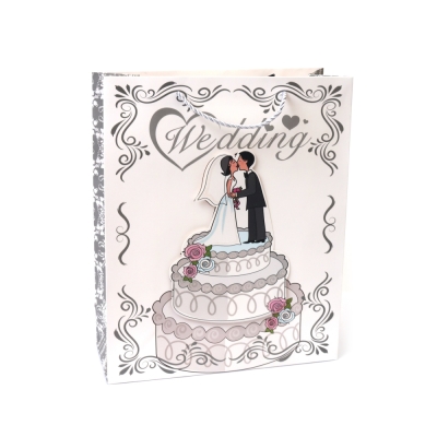 Подаръчна торбичка от картон 26x32x10 см 3D Сватбена торта