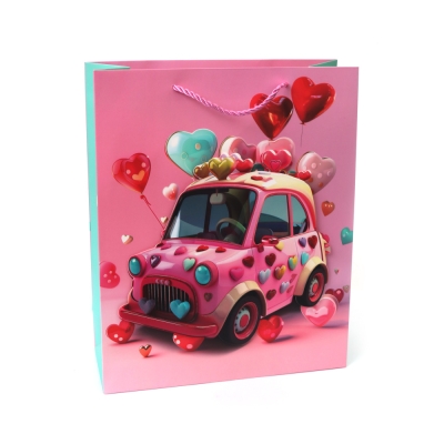 Подаръчна торбичка от картон 26x32x10 см 3D Ретро любов