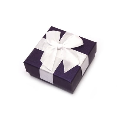 Кутия за бижута 7x7 см лилава с бяла панделка